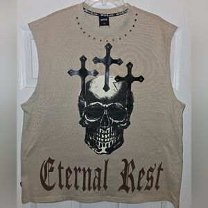 Swith Enternal Rest Beige Graphic Sleeveless Shirt